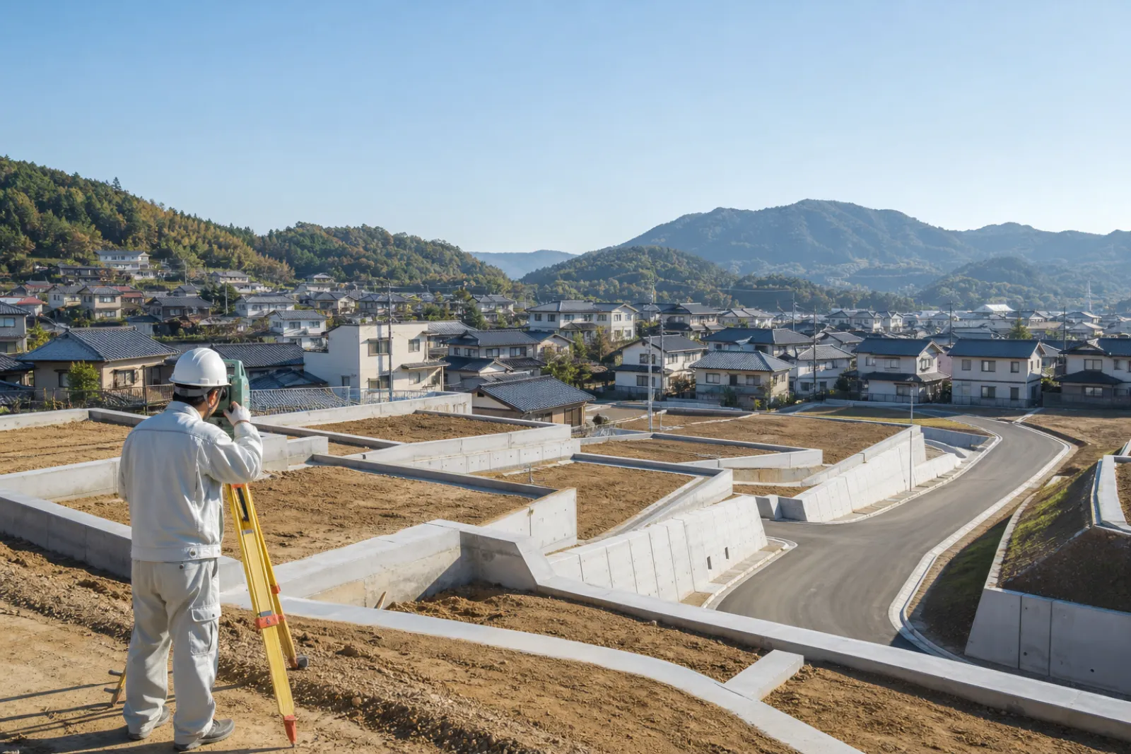 宅地造成工事と測量作業